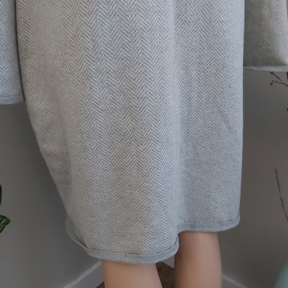 Ralph Lauren chevron chunky knit sweater dress bell long sleeves XL gray midi - Picture 8 of 13